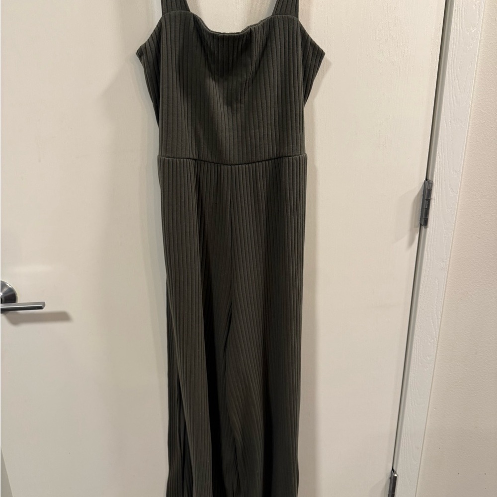 Green Pinstripe Jumpsuit